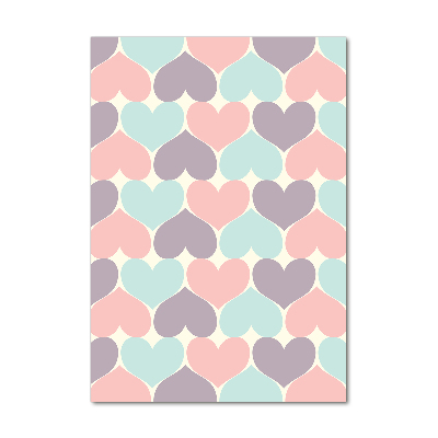 Cuadro decorativo en acrílico brillante vertical Corazones de colores