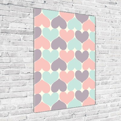 Cuadro decorativo en acrílico brillante vertical Corazones de colores