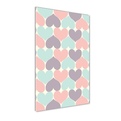 Cuadro decorativo en acrílico brillante vertical Corazones de colores