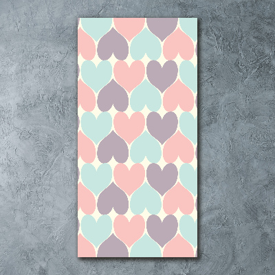 Cuadro decorativo en acrílico brillante vertical Corazones de colores