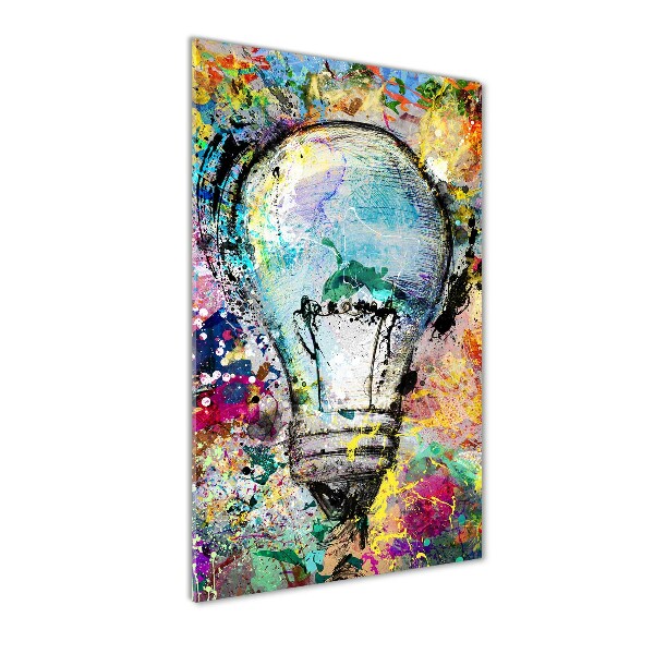 Cuadro de metacrilato moderno efecto cristal vertical Bombilla de colores