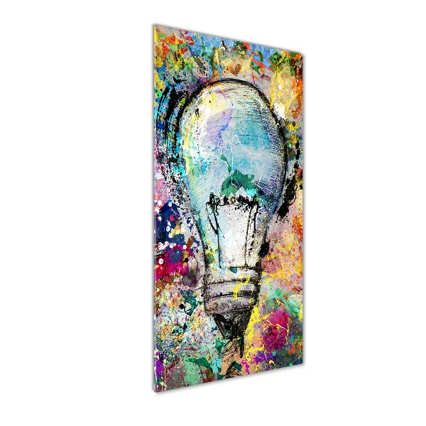 Cuadro de metacrilato moderno efecto cristal vertical Bombilla de colores