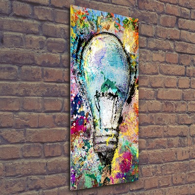 Cuadro de metacrilato moderno efecto cristal vertical Bombilla de colores