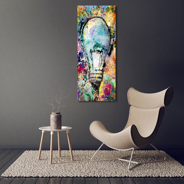 Cuadro de metacrilato moderno efecto cristal vertical Bombilla de colores