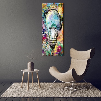 Cuadro de metacrilato moderno efecto cristal vertical Bombilla de colores