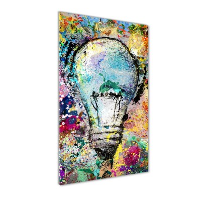 Cuadro de metacrilato moderno efecto cristal vertical Bombilla de colores