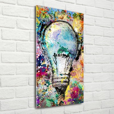 Cuadro de metacrilato moderno efecto cristal vertical Bombilla de colores