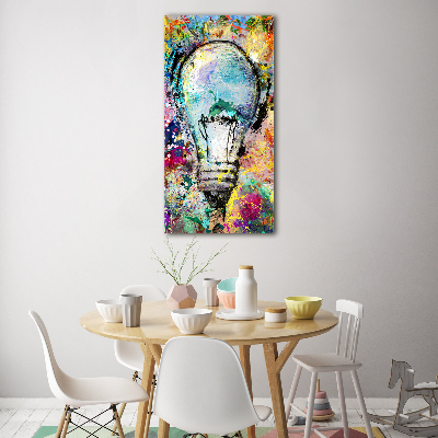 Cuadro de metacrilato moderno efecto cristal vertical Bombilla de colores