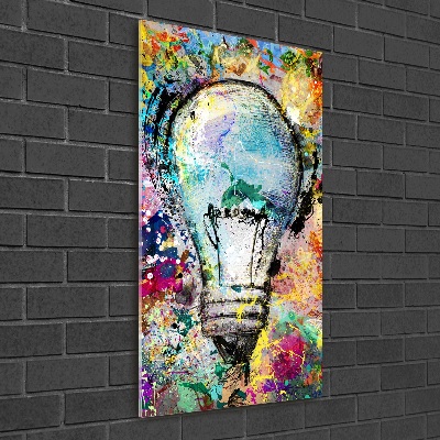 Cuadro de metacrilato moderno efecto cristal vertical Bombilla de colores