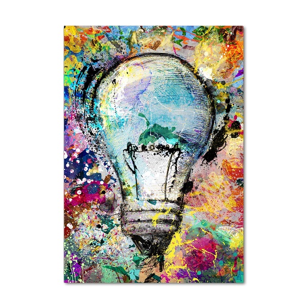 Cuadro de metacrilato moderno efecto cristal vertical Bombilla de colores