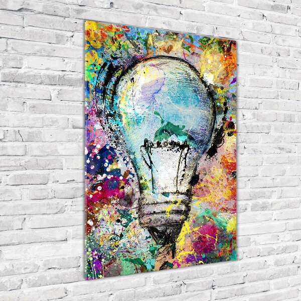 Cuadro de metacrilato moderno efecto cristal vertical Bombilla de colores
