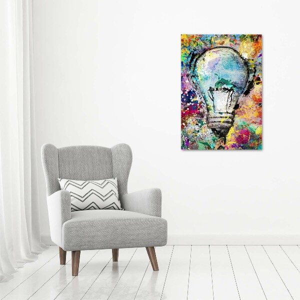 Cuadro de metacrilato moderno efecto cristal vertical Bombilla de colores