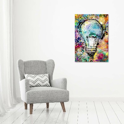 Cuadro de metacrilato moderno efecto cristal vertical Bombilla de colores