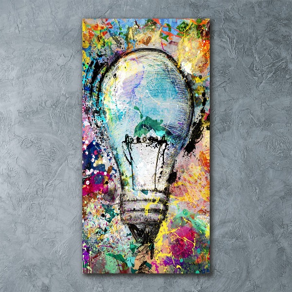 Cuadro de metacrilato moderno efecto cristal vertical Bombilla de colores