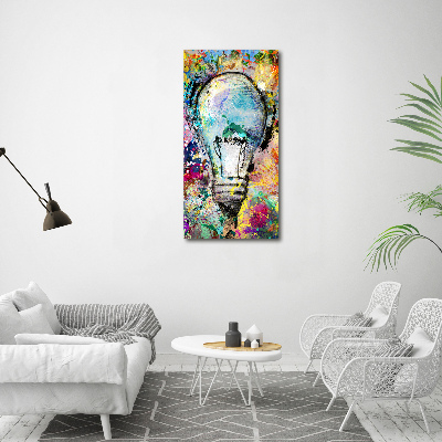 Cuadro de metacrilato moderno efecto cristal vertical Bombilla de colores