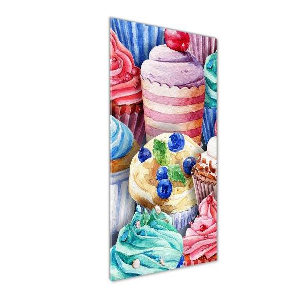 Cuadro decorativo en acrílico brillante vertical Cupcakes coloridos