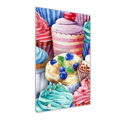 Cuadro decorativo en acrílico brillante vertical Cupcakes coloridos