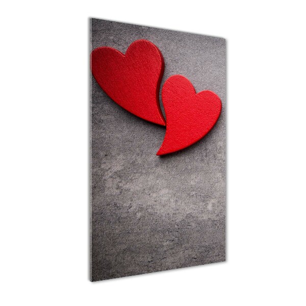 Cuadro de metacrilato vertical Corazones rojos