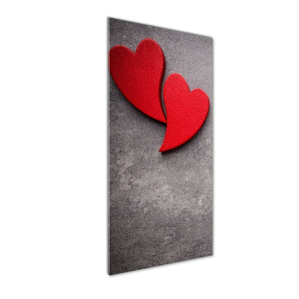Cuadro de metacrilato vertical Corazones rojos