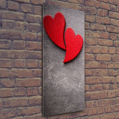 Cuadro de metacrilato vertical Corazones rojos