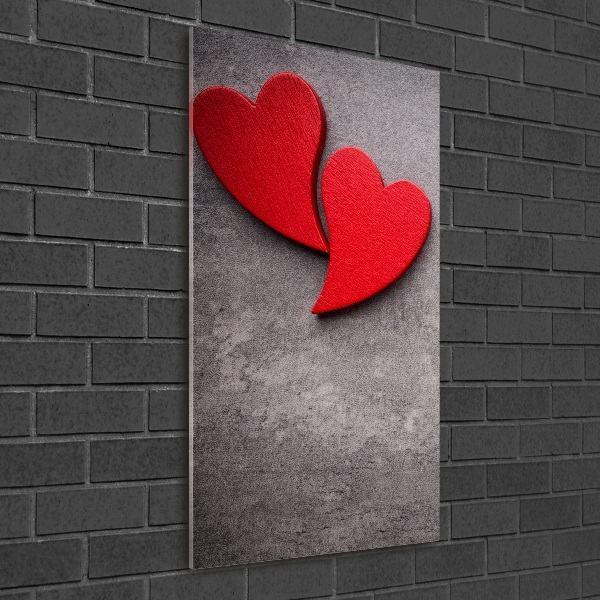 Cuadro de metacrilato vertical Corazones rojos