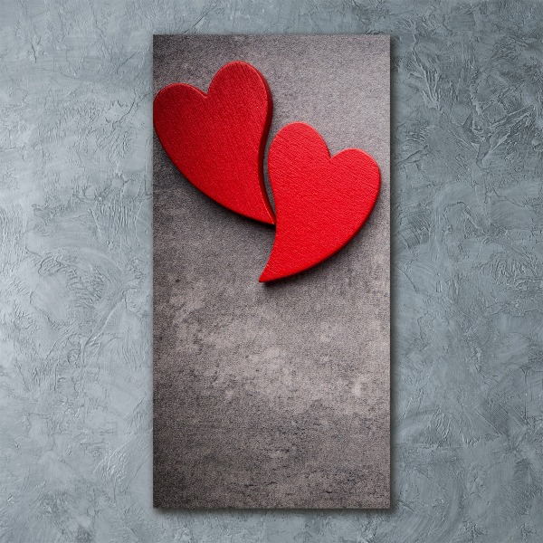 Cuadro de metacrilato vertical Corazones rojos
