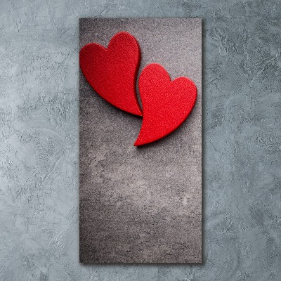 Cuadro de metacrilato vertical Corazones rojos