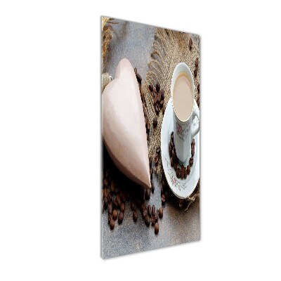 Cuadro decorativo en acrílico brillante vertical Café y corazón