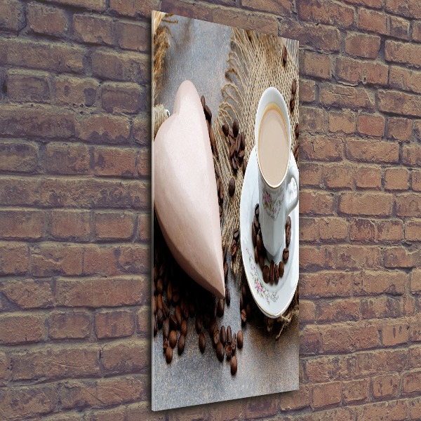 Cuadro decorativo en acrílico brillante vertical Café y corazón