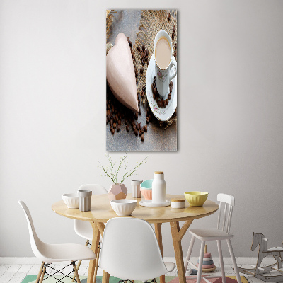 Cuadro decorativo en acrílico brillante vertical Café y corazón