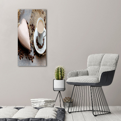 Cuadro decorativo en acrílico brillante vertical Café y corazón