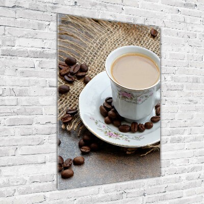 Cuadro decorativo en acrílico brillante vertical Café y corazón