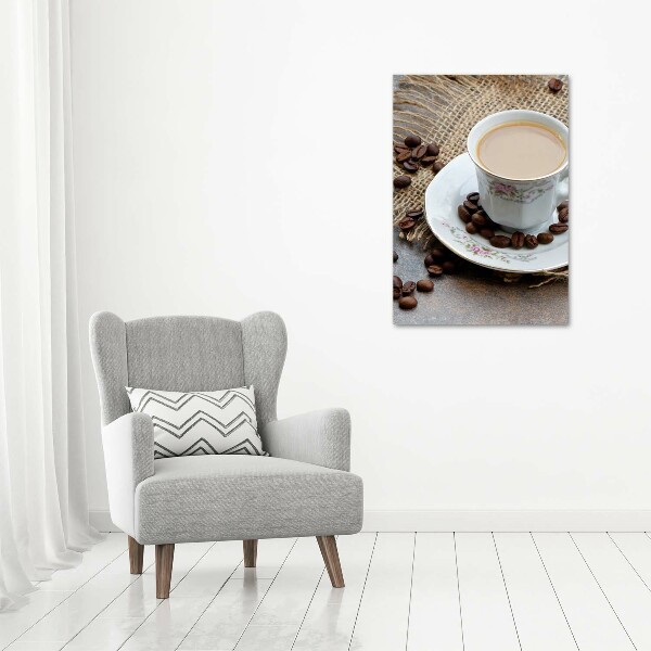 Cuadro decorativo en acrílico brillante vertical Café y corazón