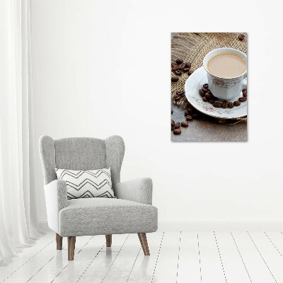 Cuadro decorativo en acrílico brillante vertical Café y corazón