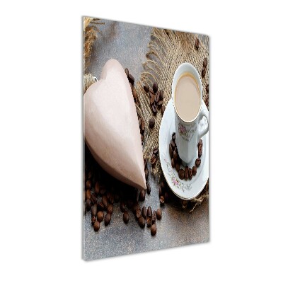 Cuadro decorativo en acrílico brillante vertical Café y corazón
