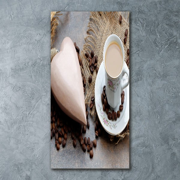 Cuadro decorativo en acrílico brillante vertical Café y corazón