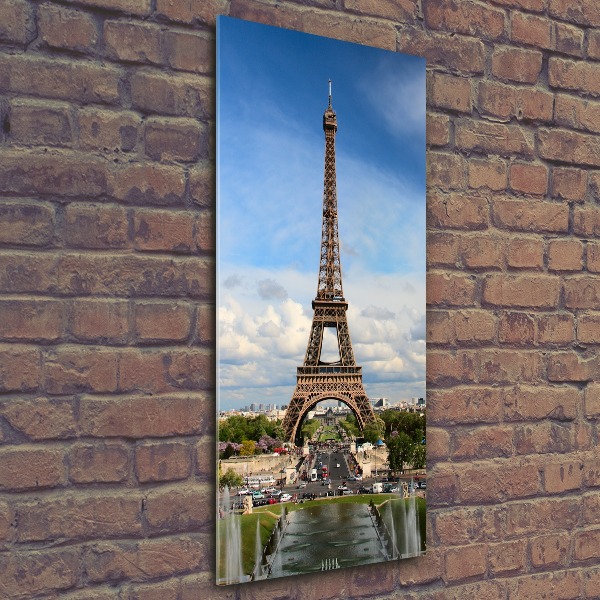 Cuadro de metacrilato moderno efecto cristal vertical Torre Eiffel de París