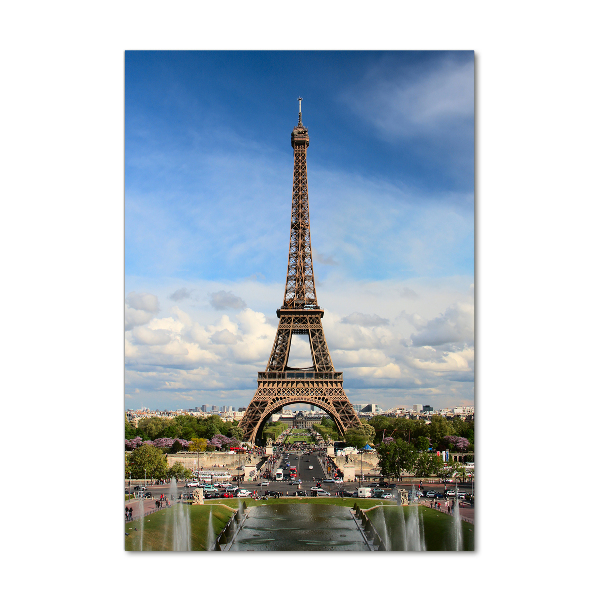 Cuadro de metacrilato moderno efecto cristal vertical Torre Eiffel de París