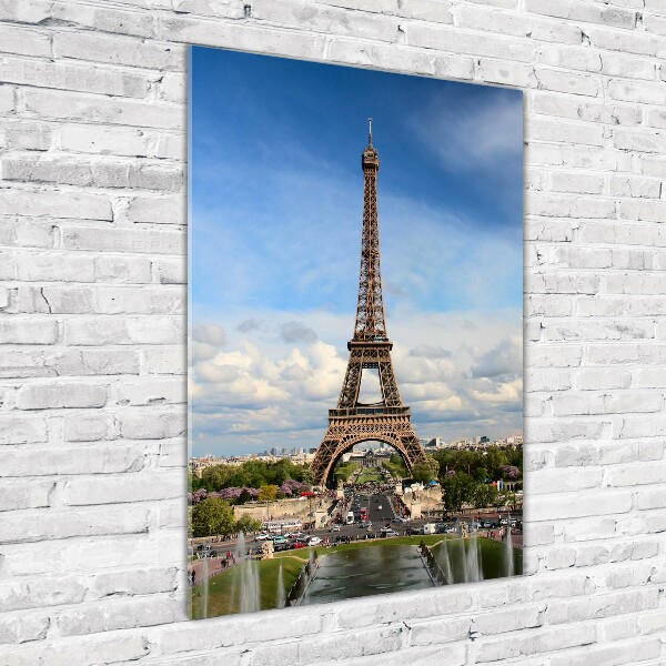 Cuadro de metacrilato moderno efecto cristal vertical Torre Eiffel de París