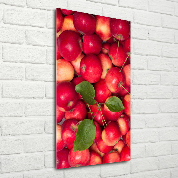 Cuadro de metacrilato moderno efecto cristal vertical manzanas rojas