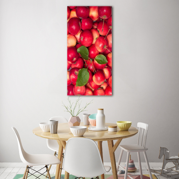 Cuadro de metacrilato moderno efecto cristal vertical manzanas rojas