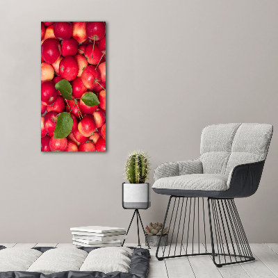 Cuadro de metacrilato moderno efecto cristal vertical manzanas rojas