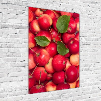 Cuadro de metacrilato moderno efecto cristal vertical manzanas rojas