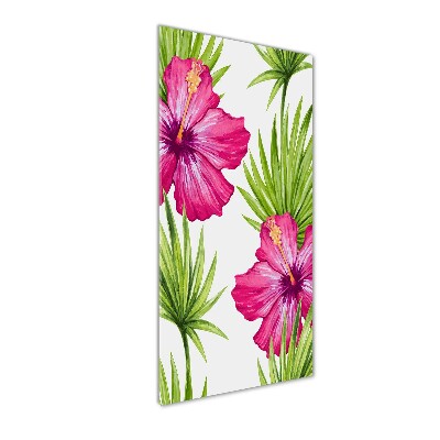 Cuadro decorativo en acrílico brillante vertical Patrón hawaiano