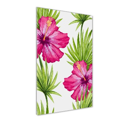 Cuadro decorativo en acrílico brillante vertical Patrón hawaiano