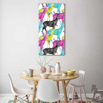 Cuadro decorativo en acrílico brillante vertical Ciervos coloridos