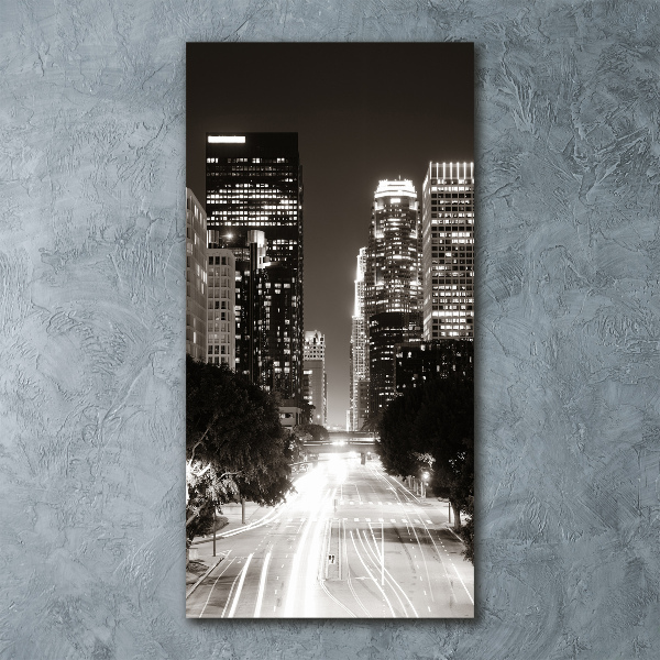 Cuadro de metacrilato moderno efecto cristal vertical Los Ángeles de noche