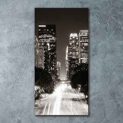 Cuadro de metacrilato moderno efecto cristal vertical Los Ángeles de noche