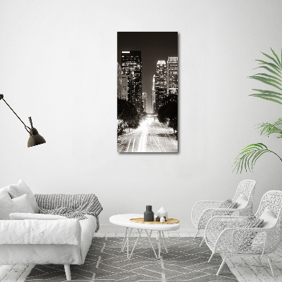 Cuadro de metacrilato moderno efecto cristal vertical Los Ángeles de noche