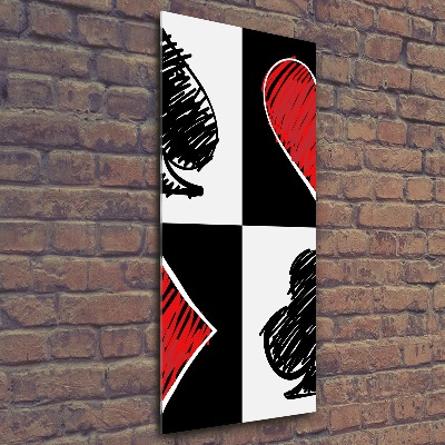 Cuadro de metacrilato moderno efecto cristal vertical Palos de cartas